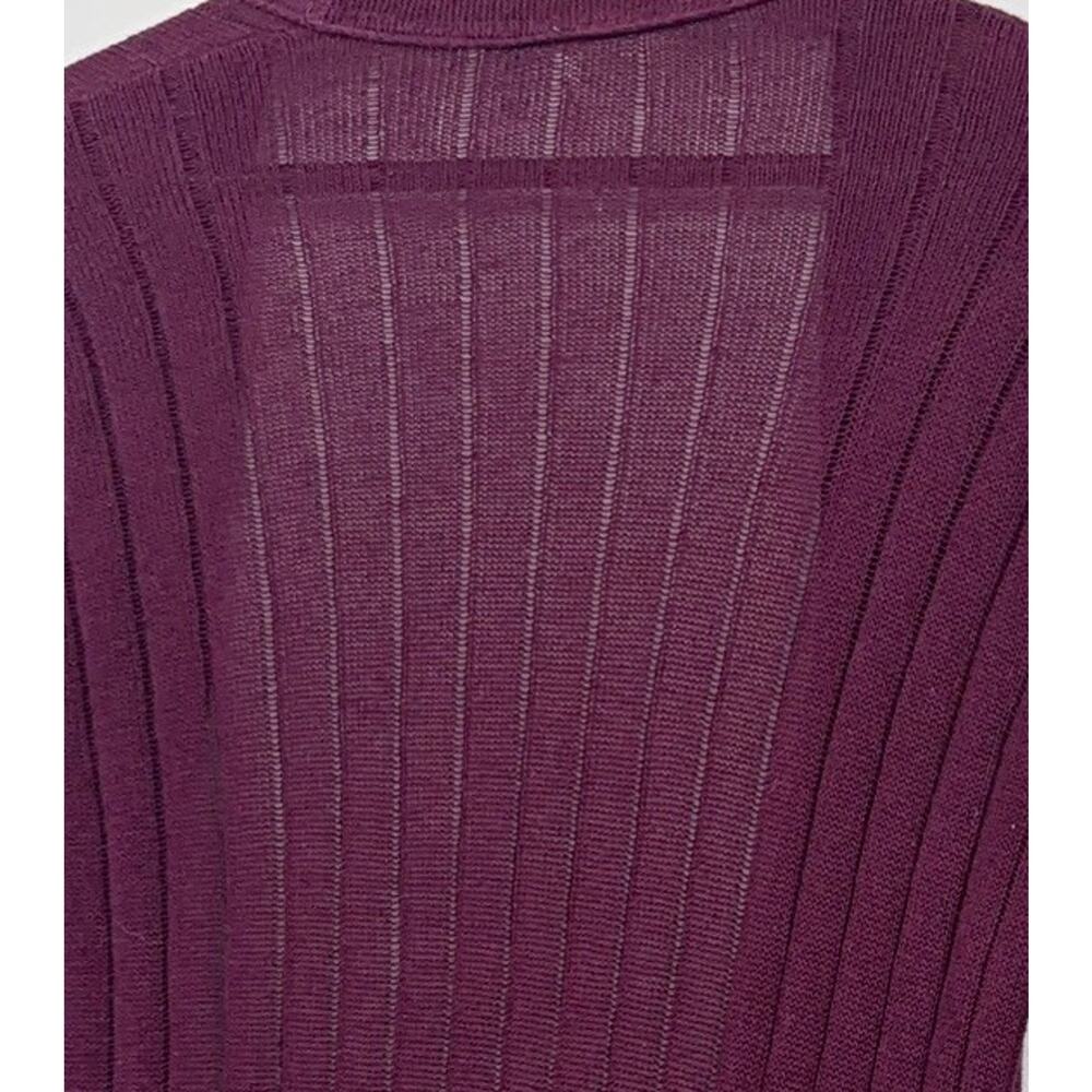 Free People Ribbed Longline Duster Cardigan S Linen Blend Plum Purple - Picture 6 of 9